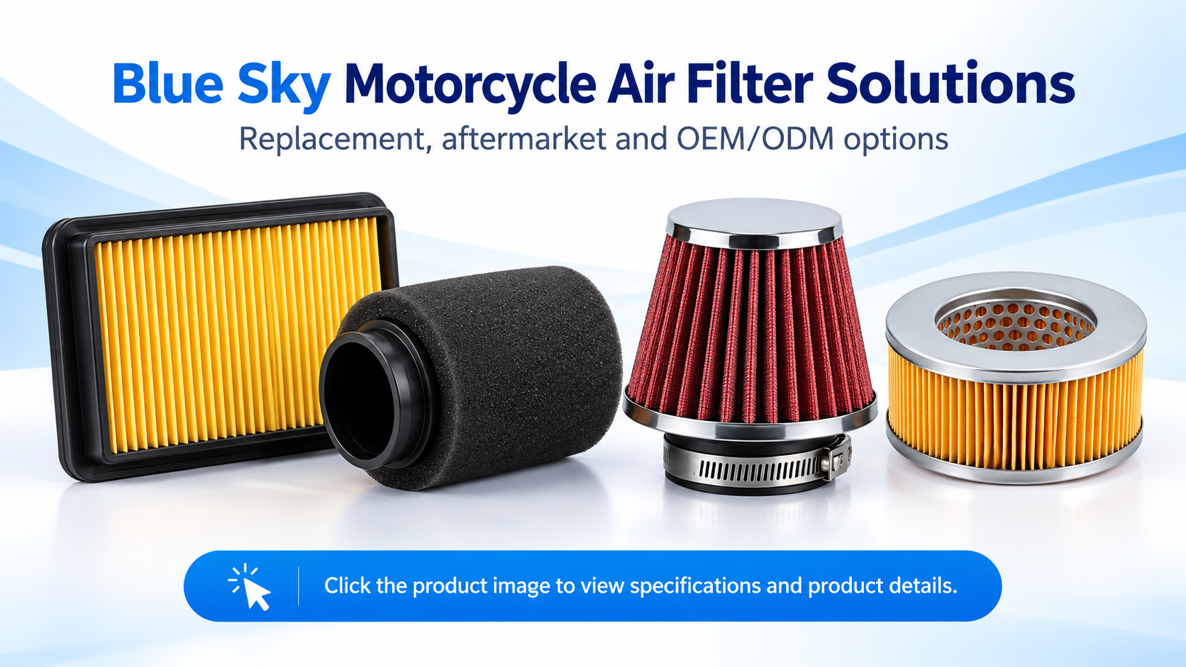 Blue Sky motorcycle air filter for replacement and OEM applications Blue Sky motorcycle air filter for replacement and OEM applications