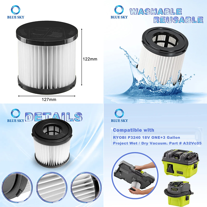 Product Details of HEPA Filter Compatible with Ryobi 18V ONE+