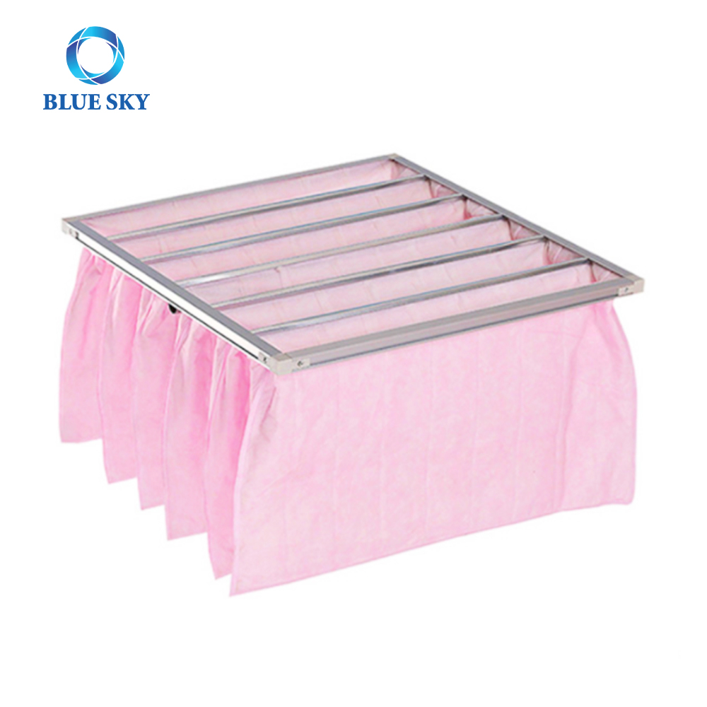 Aluminum Frame High Air Volume Medium Effect G4 F5 F6 F7 F8 F9 Bag Filter for Central Air Conditioning Dust Collection