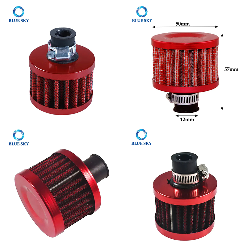 12mm Air Filter Mini Universal Red Motor Cone Cold Clean Air Intake Filter Turbo Vent Breather