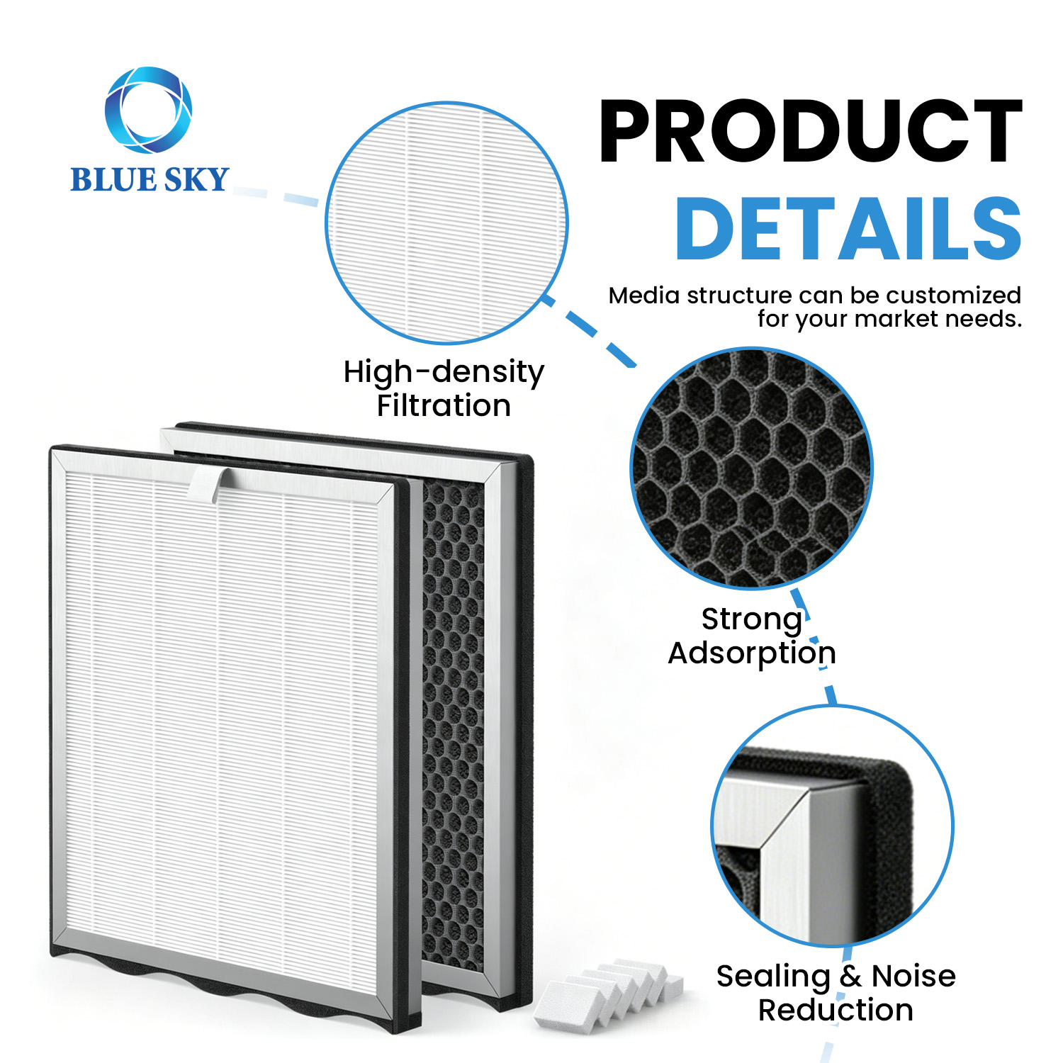 Air purifier replacement filter compatible with KNKA APH4000 2-in-1 HEPA and activated carbon filter replacement parts