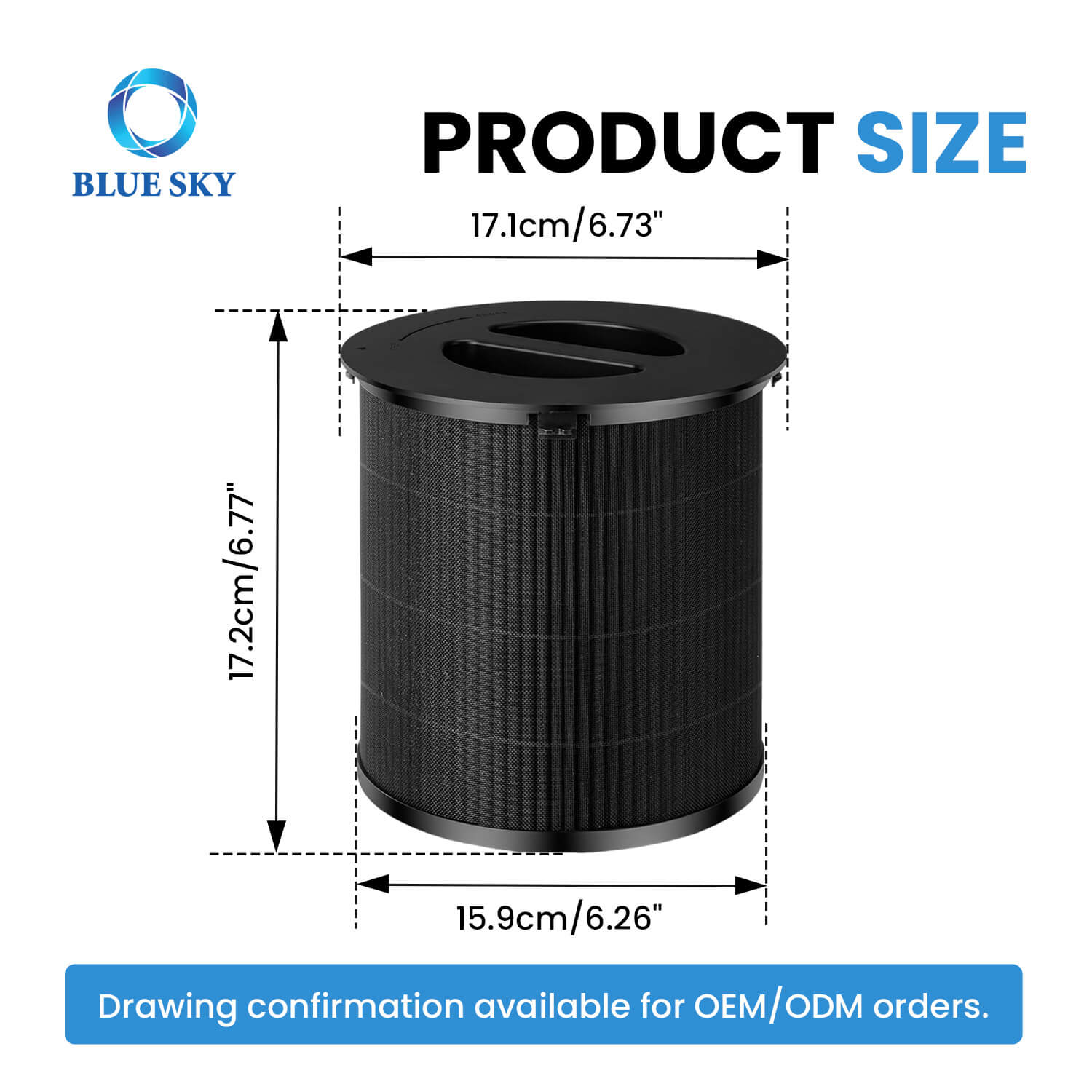 Blue Sky Filter 130i Replacement Filter for PuroAir 130i Air Purifier Size