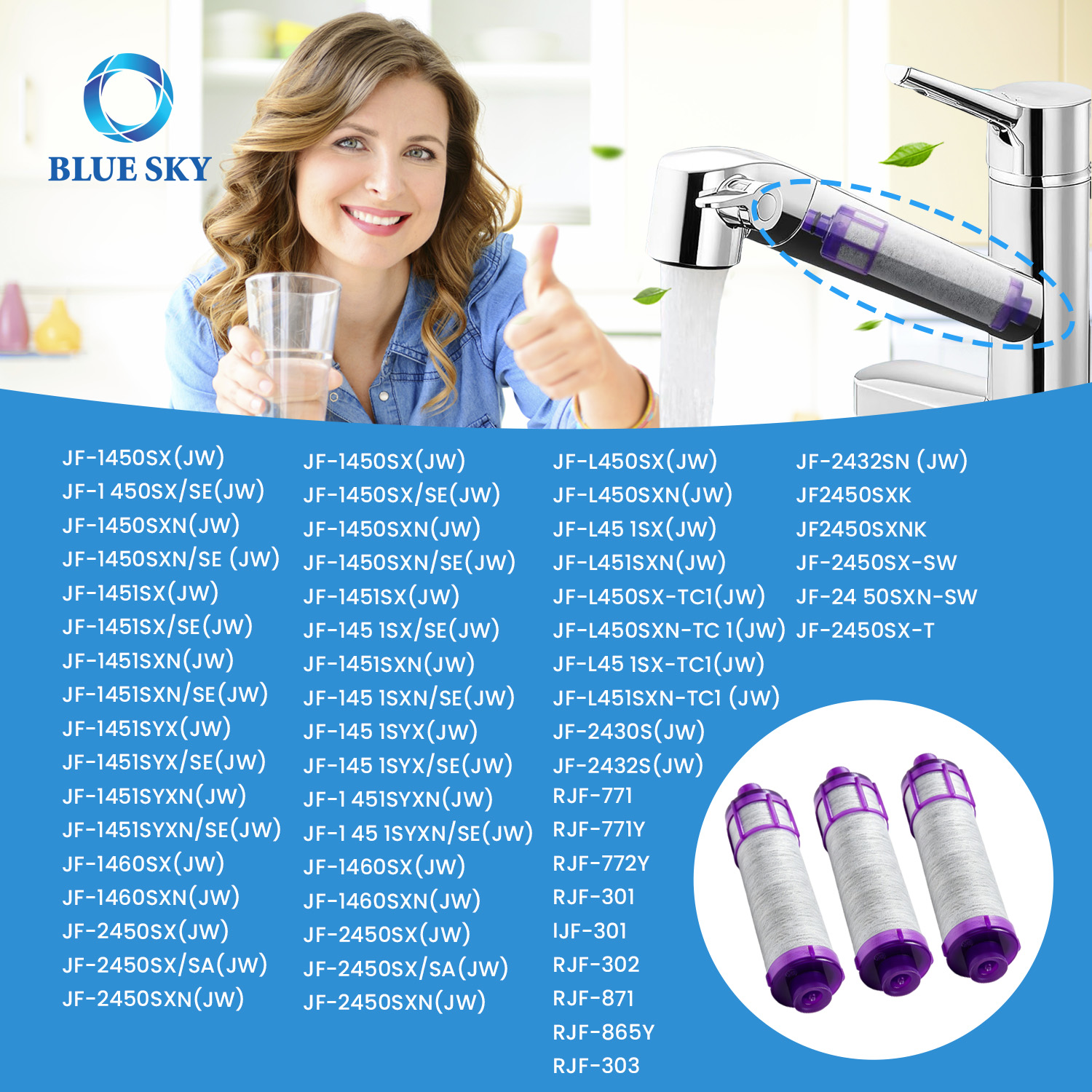 JF-22 faucet water filter cartridge replacement for chlorine removal and household tap water purification system
