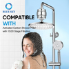 Silver-finish 15/20-stage shower filter with activated carbon and a replaceable cartridge for compatible bathroom shower fittings