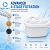 White water filter pitcher replacement cartridge with coconut shell activated carbon and multi-layer media for gravity filtration
