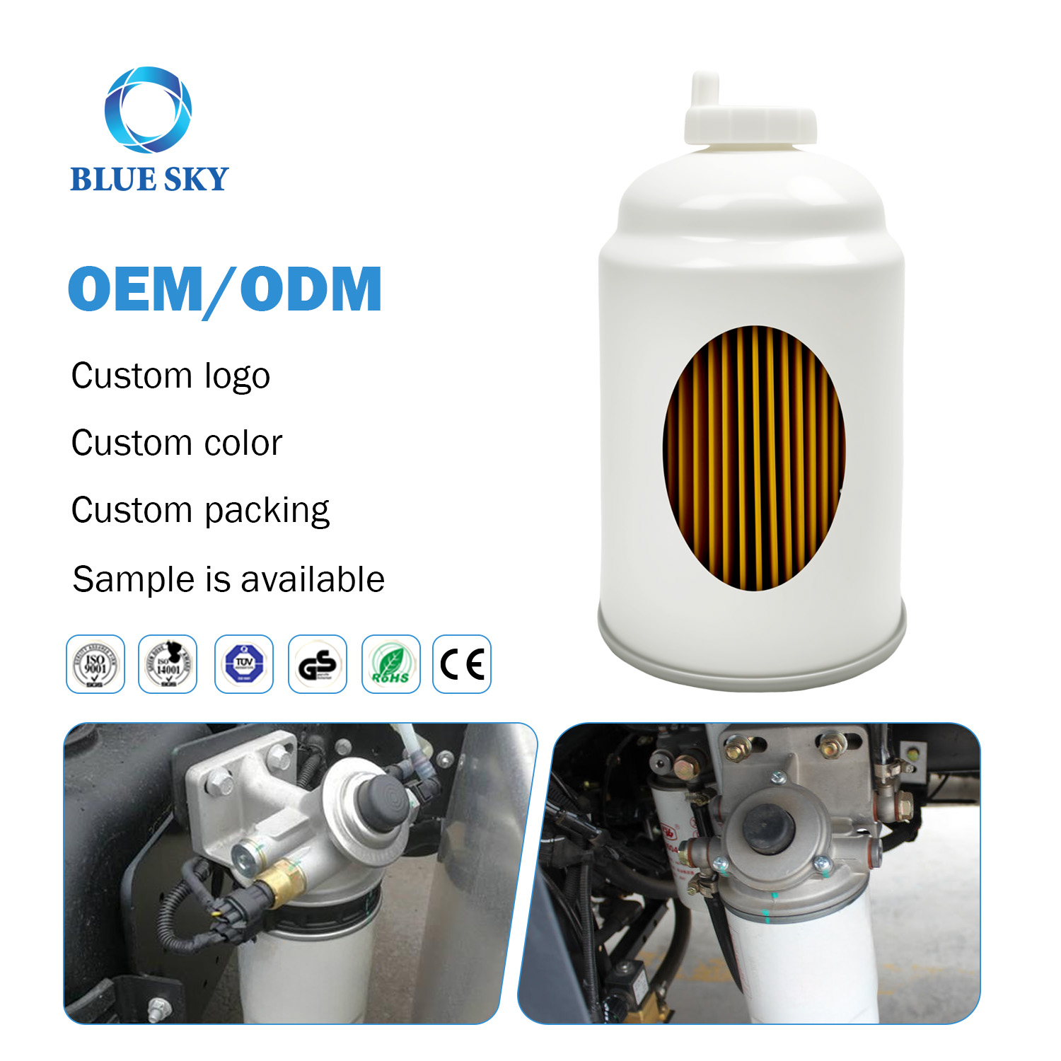 OEM ODM Truck Engine Fuel Filters for JCB Construction Vehicles