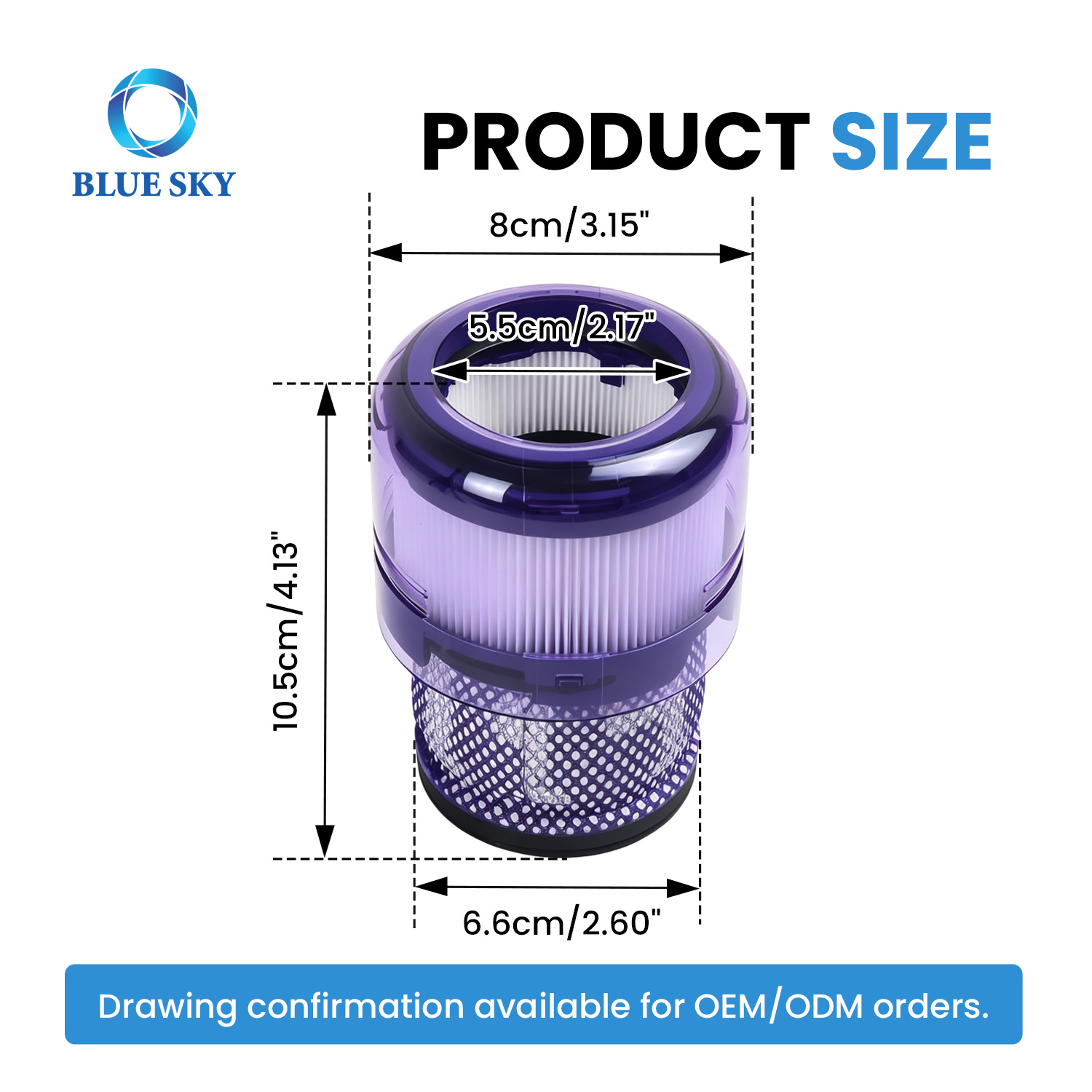 HEPA vacuum filter structure for Dysons SV33 Micro Plus and Micro Origin with washable media and plastic frame design