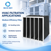Activated carbon HVAC pocket bag air filter with an aluminum frame, custom pocket configuration and specified filtration grade