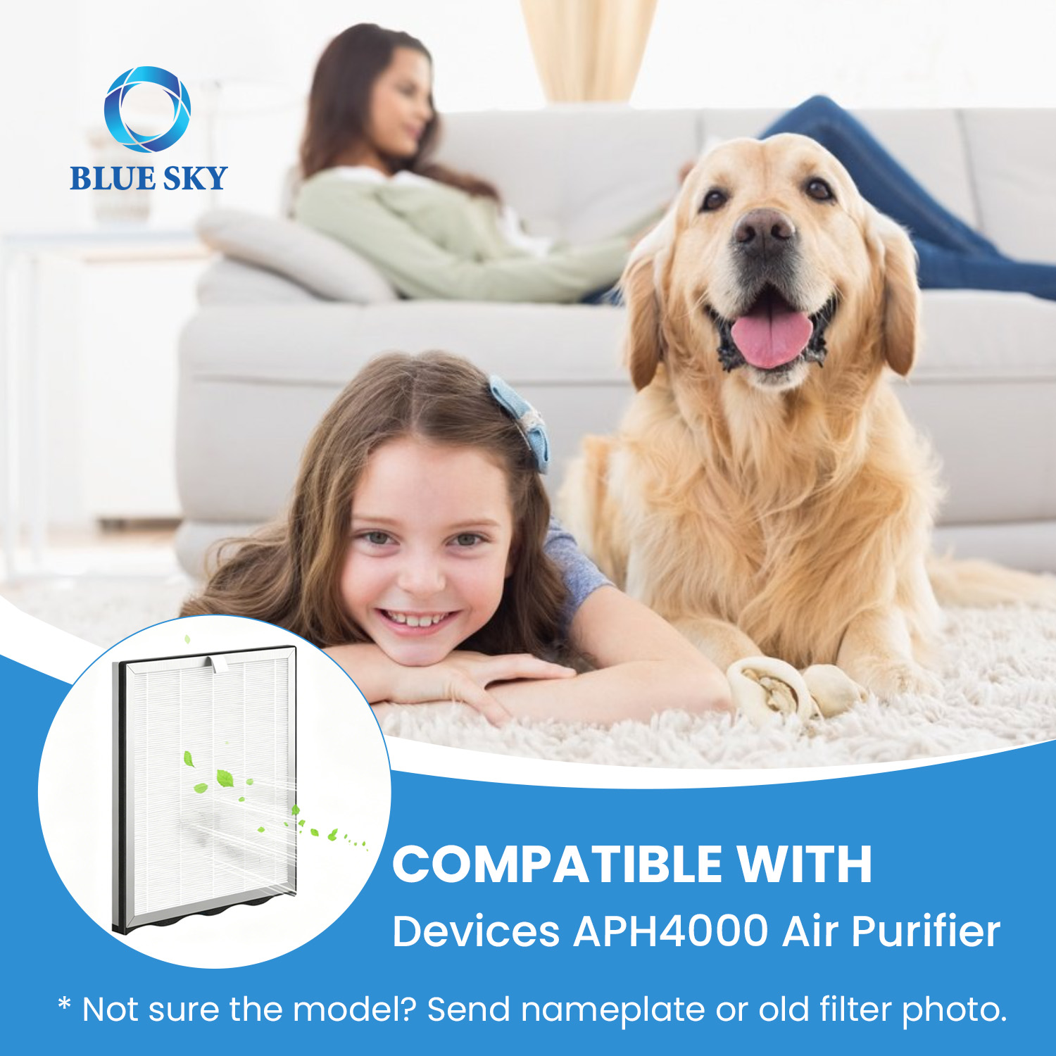 Air purifier replacement filter compatible with KNKA APH4000 2-in-1 HEPA and activated carbon filter replacement parts