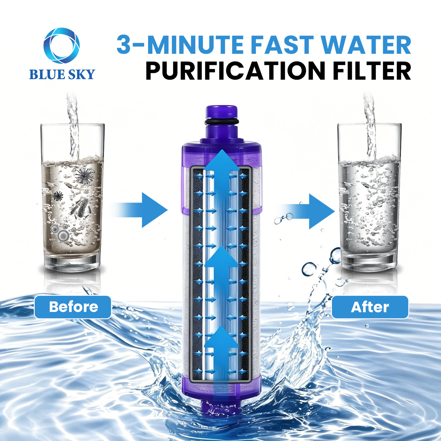 JF-22 faucet water filter cartridge replacement for chlorine removal and household tap water purification system
