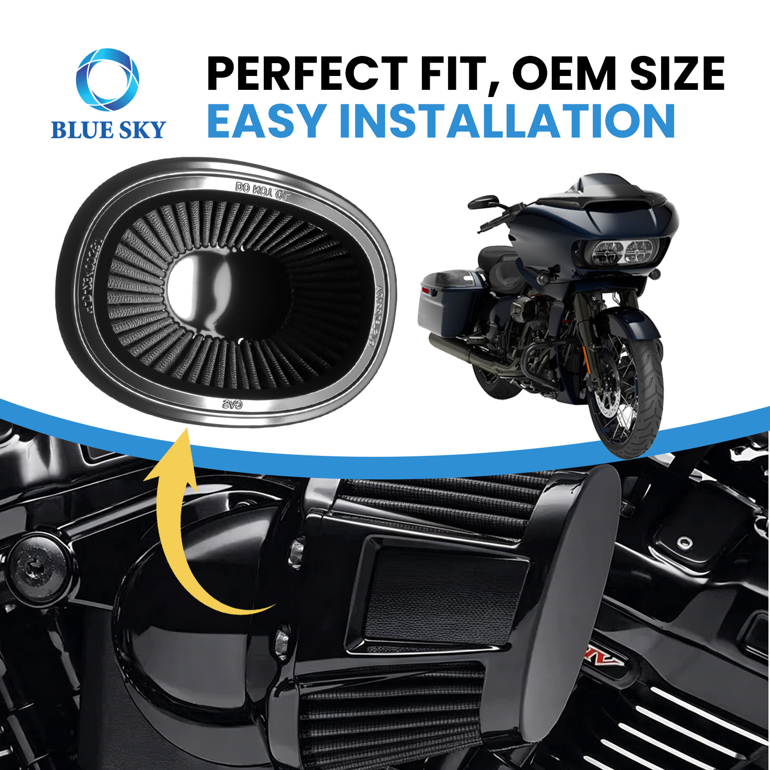 29400384 Heavy Breather air filter element compatible with selected Harley-Davidson Softail 117 and Touring CVO motorcycles