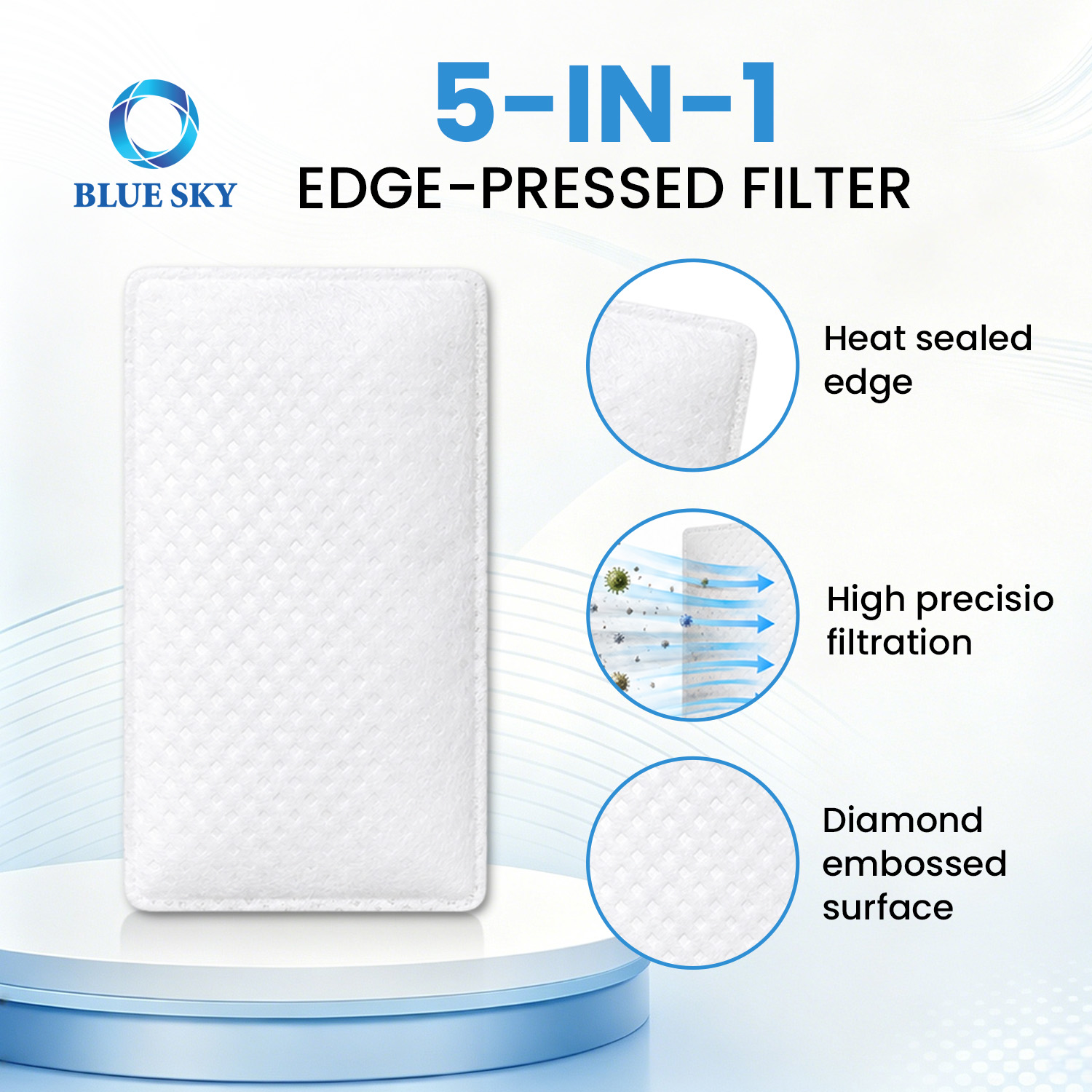 White CPAP air filters compatible with ResMeds AirSense 10, AirCurve 10 and S9 in sealed-edge and no-edge styles