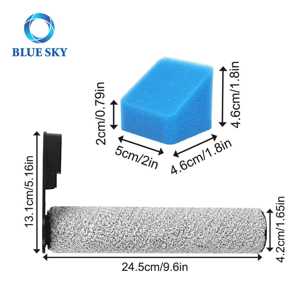 Size of Sponge Filter and Roller Brush for Midea G5 GX5 GX5S X8 SE R8 Max T7 G3 Pro