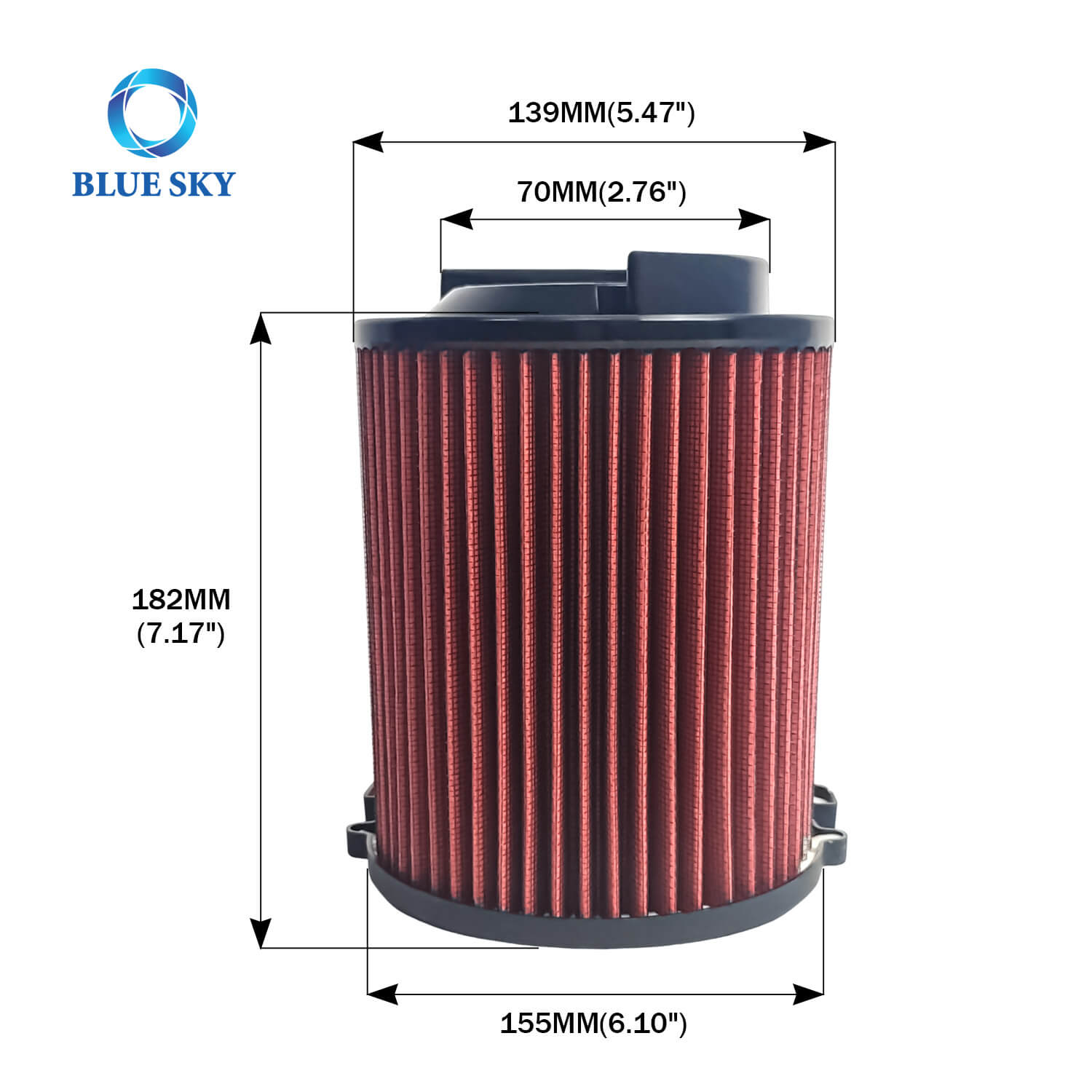 Size of High Flow Air Filter E-2014 For VW Golf 3