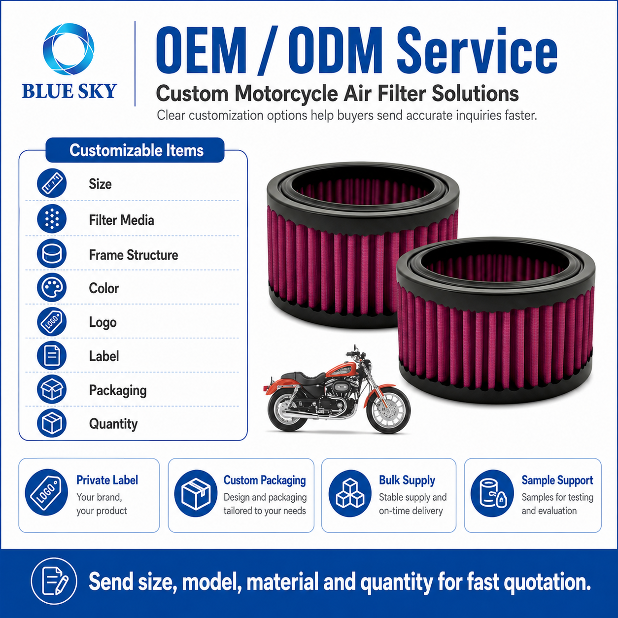 Performance Air Filter Fit for Harley-Davidsons Sportster 883 / 1200 XL883 XL1200
