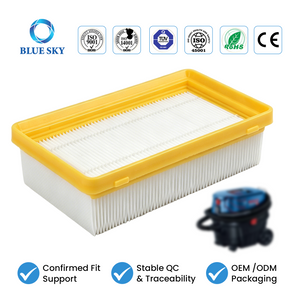 Flat pleated filter replacement 2608001245 fit for Boschs GAS 12-25 LS dust extractor with cellulose filter media