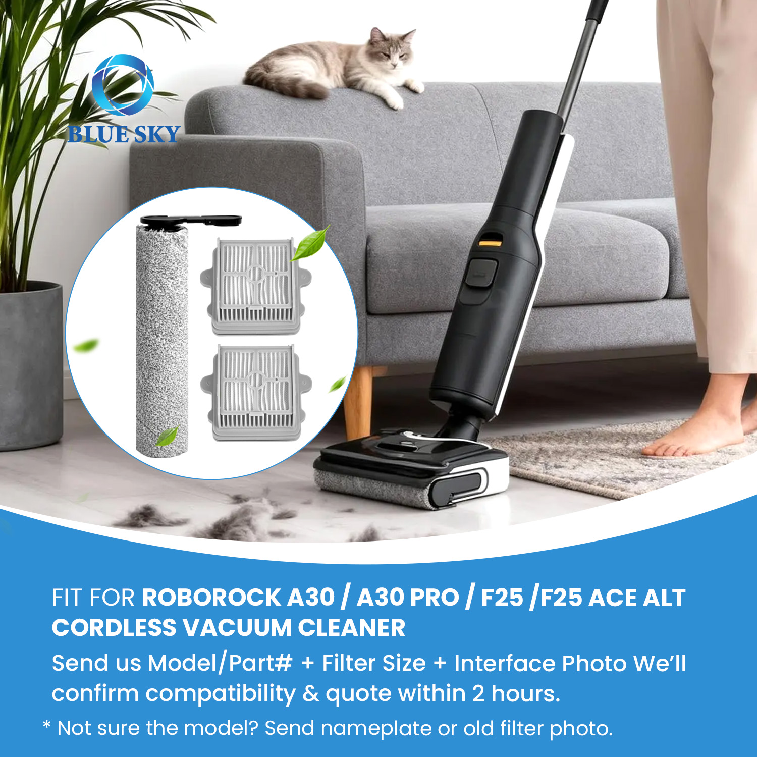 Roller brush HEPA filter replacement kit for Roborock A30 A30 Pro F25 F25 ACE wet dry vacuum cleaner parts