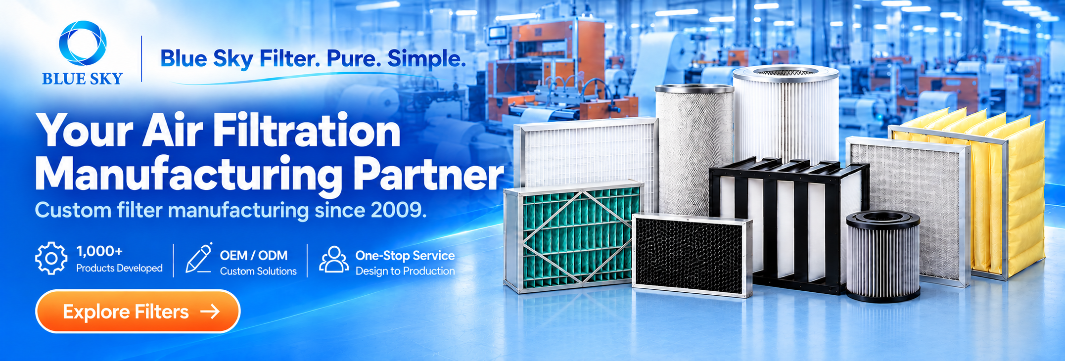 17 years experience filter manufacturer Blue Sky Filter