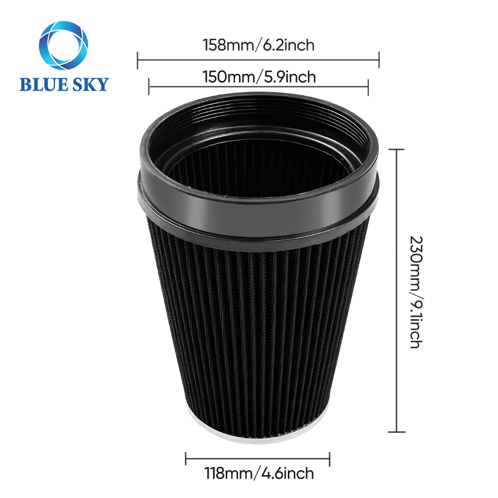 High Flow Air Intake Filter 150mm Customized Aluminum Stainless Steel Racing Car Filter