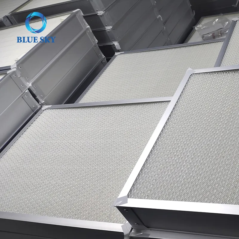Blue Sky Filter Customized Size High Volume Flow Filters H14 Air Conditioning Aluminum Frame HVAC Air Filter in Cleanroom