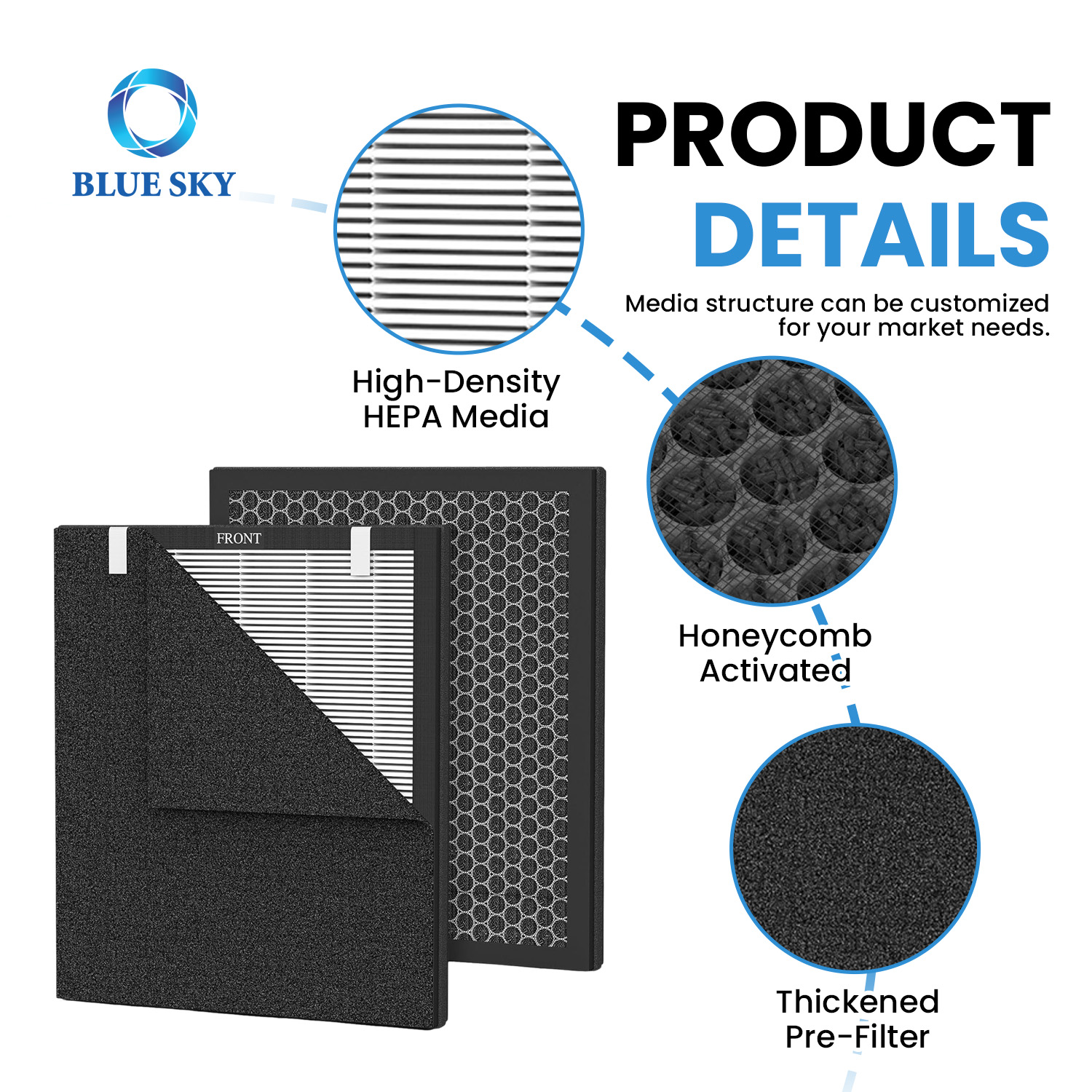 H13 HEPA activated carbon replacement filter compatible with Oneisall PP02 pet air purifier for pet hair dander and odor control