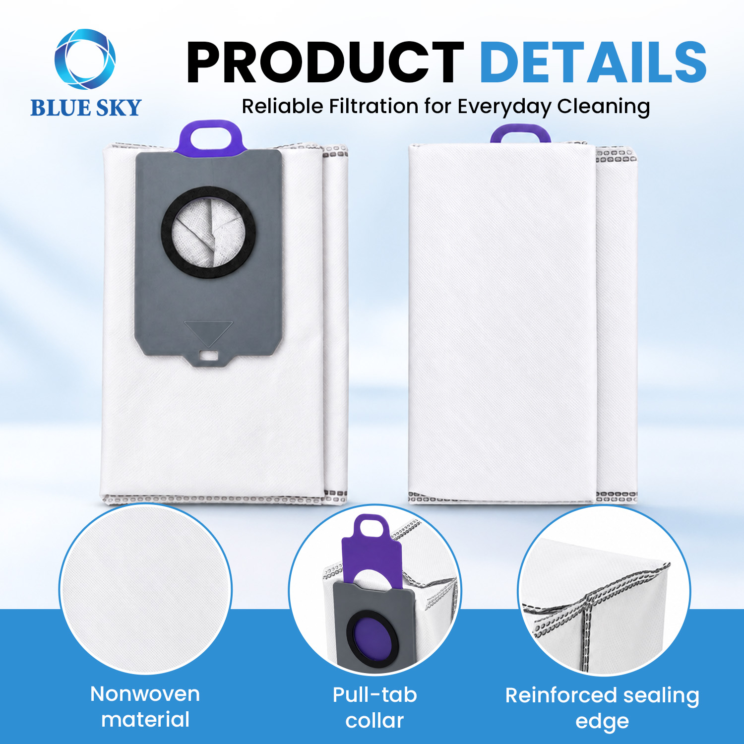 Replacement dust collection bags compatible with Narwal self-empty robot vacuum dock stations
