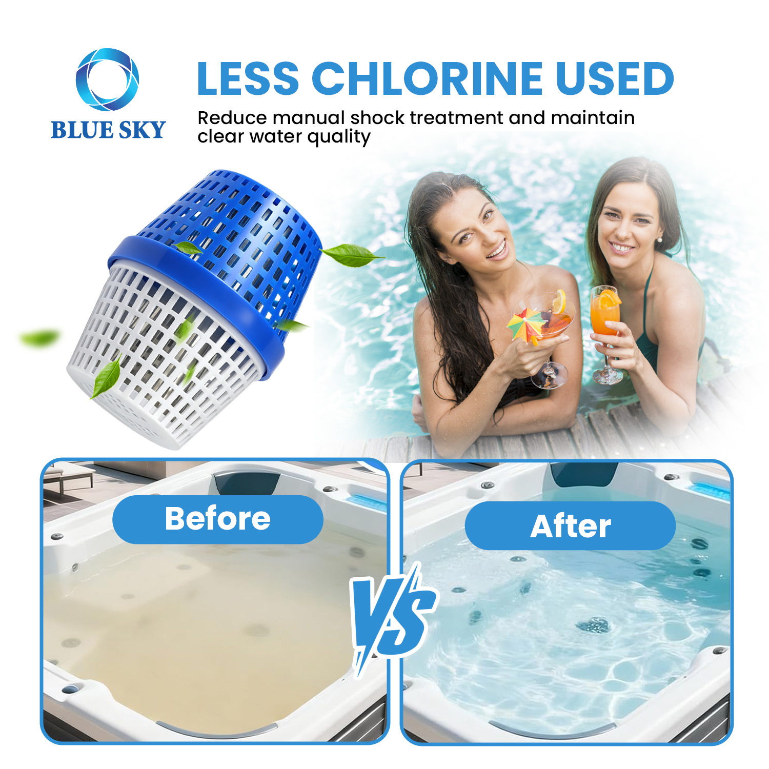 Pool unit treats for 7500-20000 gallon swimming pools compatible with above ground and in ground pool water maintenance