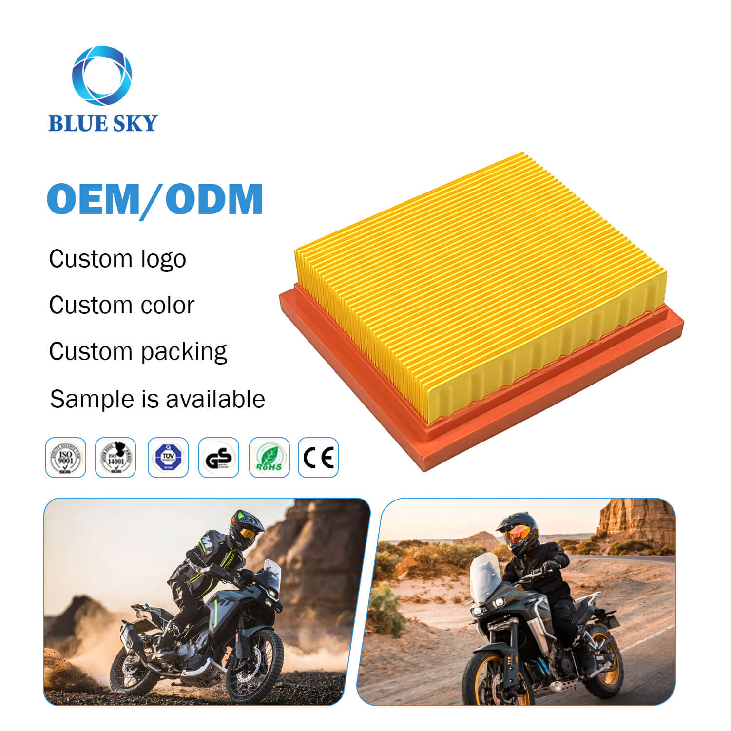 OEM ODM 17211-KRE-9000 Motorcycle Air Filter Replacement for Honda NXR125 XR125 XR125L (2003–2010)
