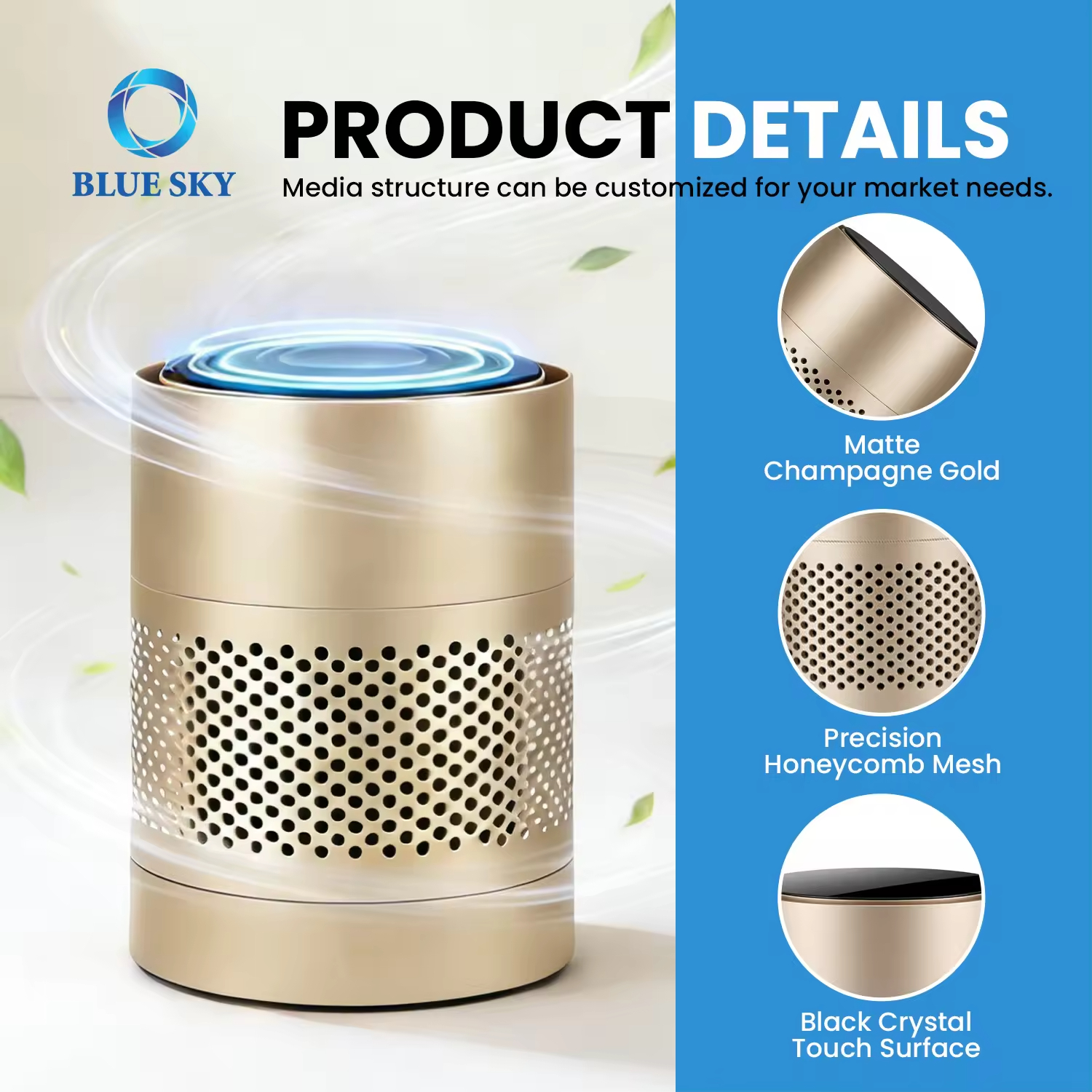 UV-C Air Purifier for Home and Office - HEPA Air Cleaner with Sterilization Function