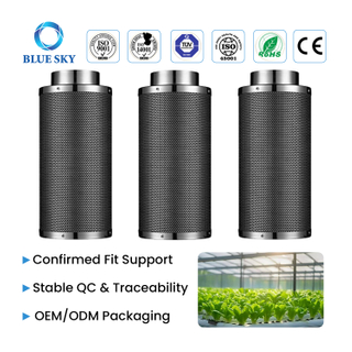 4 Inch Activated Carbon Filter for Grow Tent - 1200+ IAV Odor Control Inline Duct Filter 210 CFM
