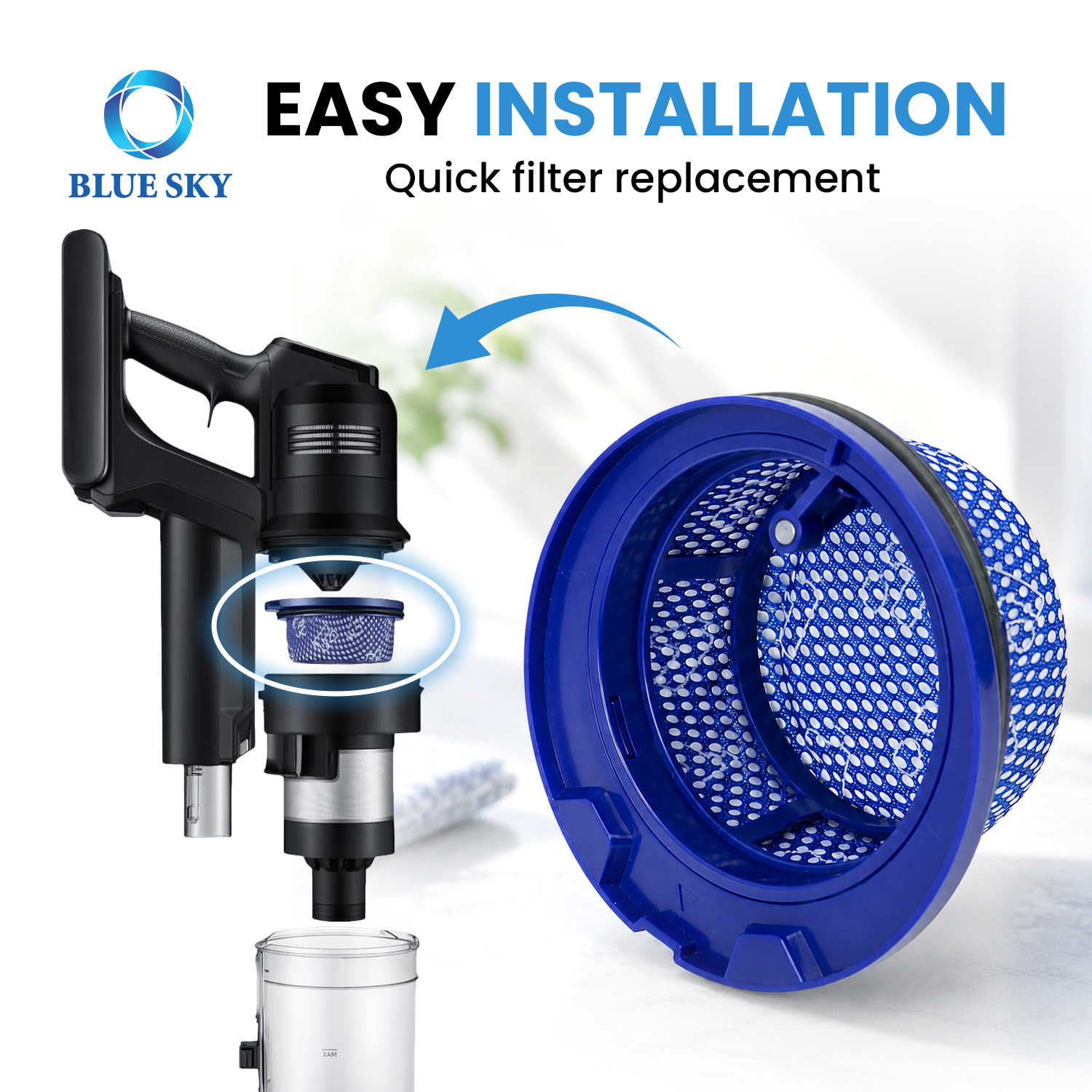 Washable micro filter DJ97-03298A compatible with Samsungs Bespoke Jet AI VS28C9762UK and VS35D9762UK vacuum cleaners