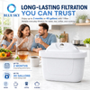 White water filter pitcher replacement cartridge with coconut shell activated carbon and multi-layer media for gravity filtration