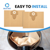 20L paper dust filter bag details showing reinforced inlet collar durable paper material sealed edges and large collection capacity