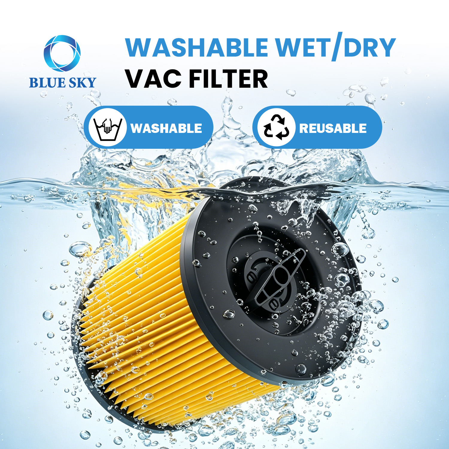 Pleated cartridge filter replacement compatible with selected Parksides PWD 12 A1 PWD 20 A1 PWD 25 A1 and PWD 30 A1 vacuum cleaners