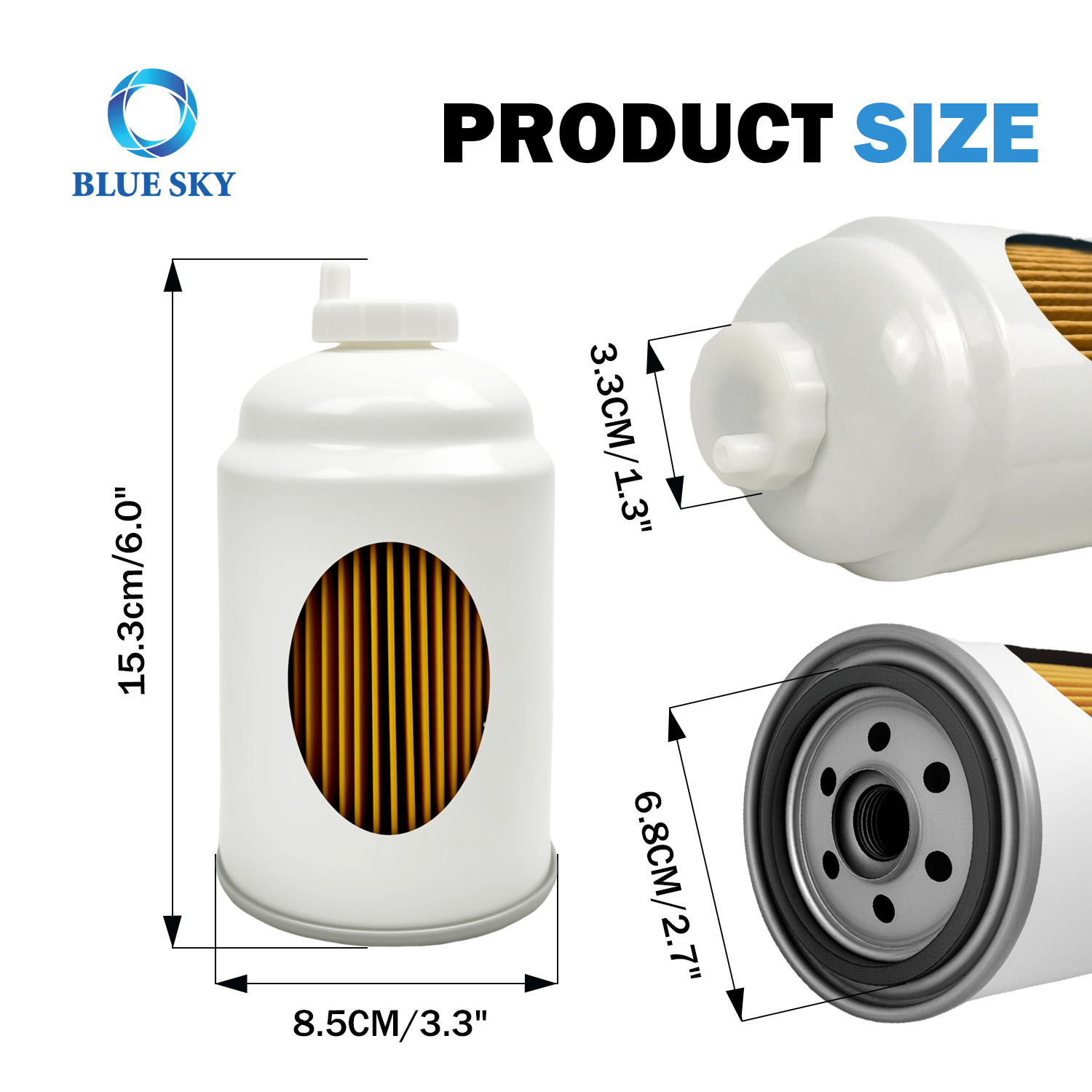 Size of Truck Engine Fuel Filters for JCB Construction Vehicles
