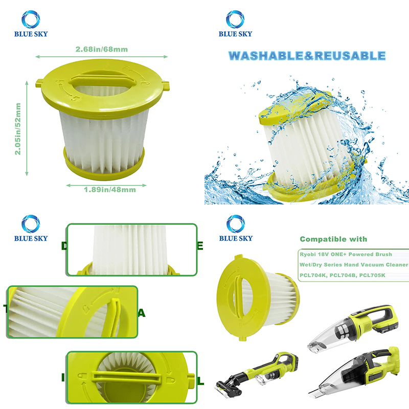 HEPA Filter Compatible with Ryobi PCL704 Series