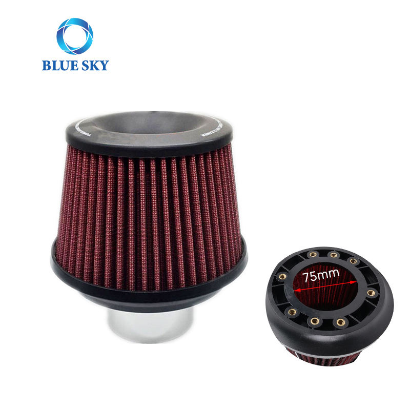 75mm Aluminum High Flow Air Intake Filter Customize Auto Filter