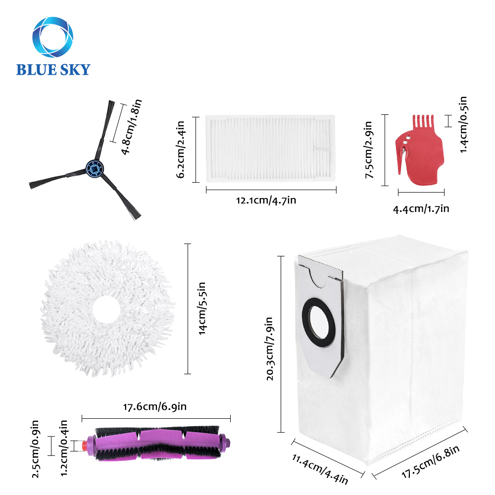 Vacuum Cleaner Parts for Midea V12 V10 W11 Robot Vacuums Roller Brush Side Brush Mop Cloth Dust Bag HEPA Filter Replacement