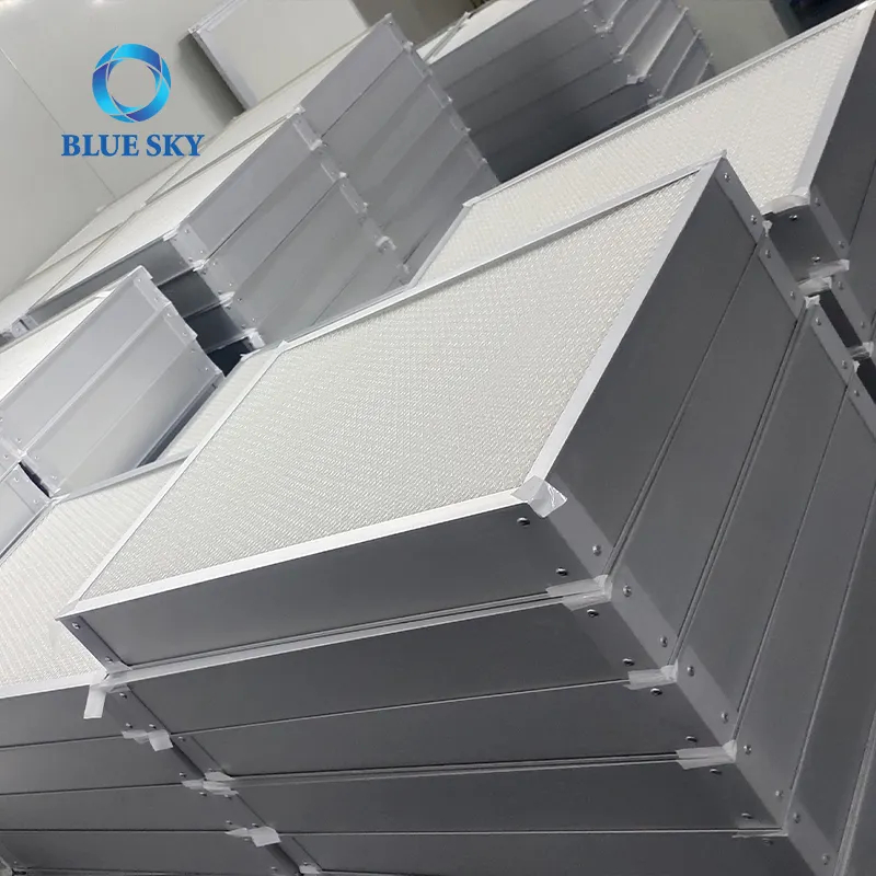 Blue Sky Filter Customized Size High Volume Flow Filters H14 Air Conditioning Aluminum Frame HVAC Air Filter in Cleanroom