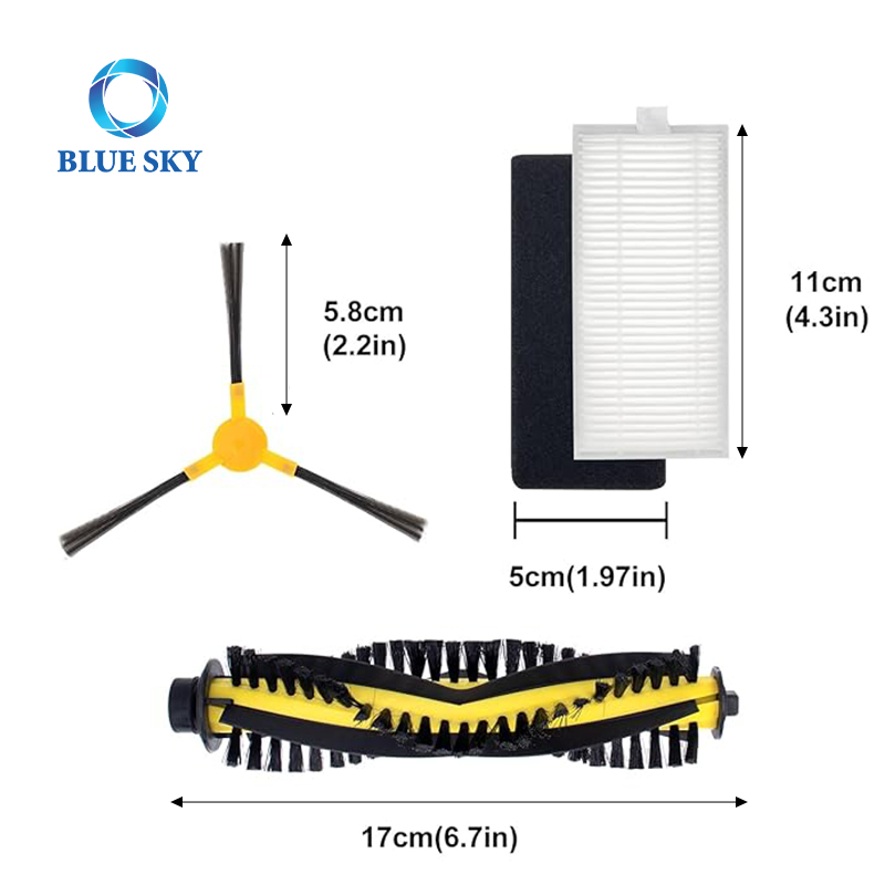 Sweeping Robot Vacuum Cleaner Accessories Brush Filter Kit Fits for Tesvor S6 X500 X520 X600 PRO X500 PRO M1