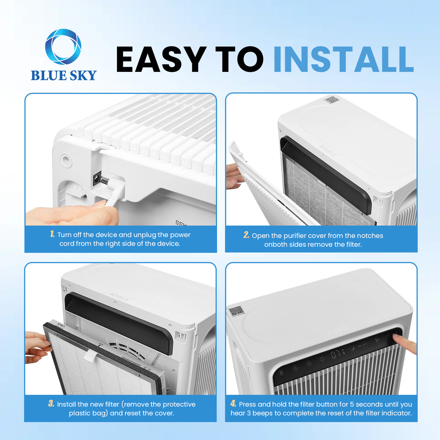 Air purifier replacement filter compatible with KNKA APH4000 2-in-1 HEPA and activated carbon filter replacement parts