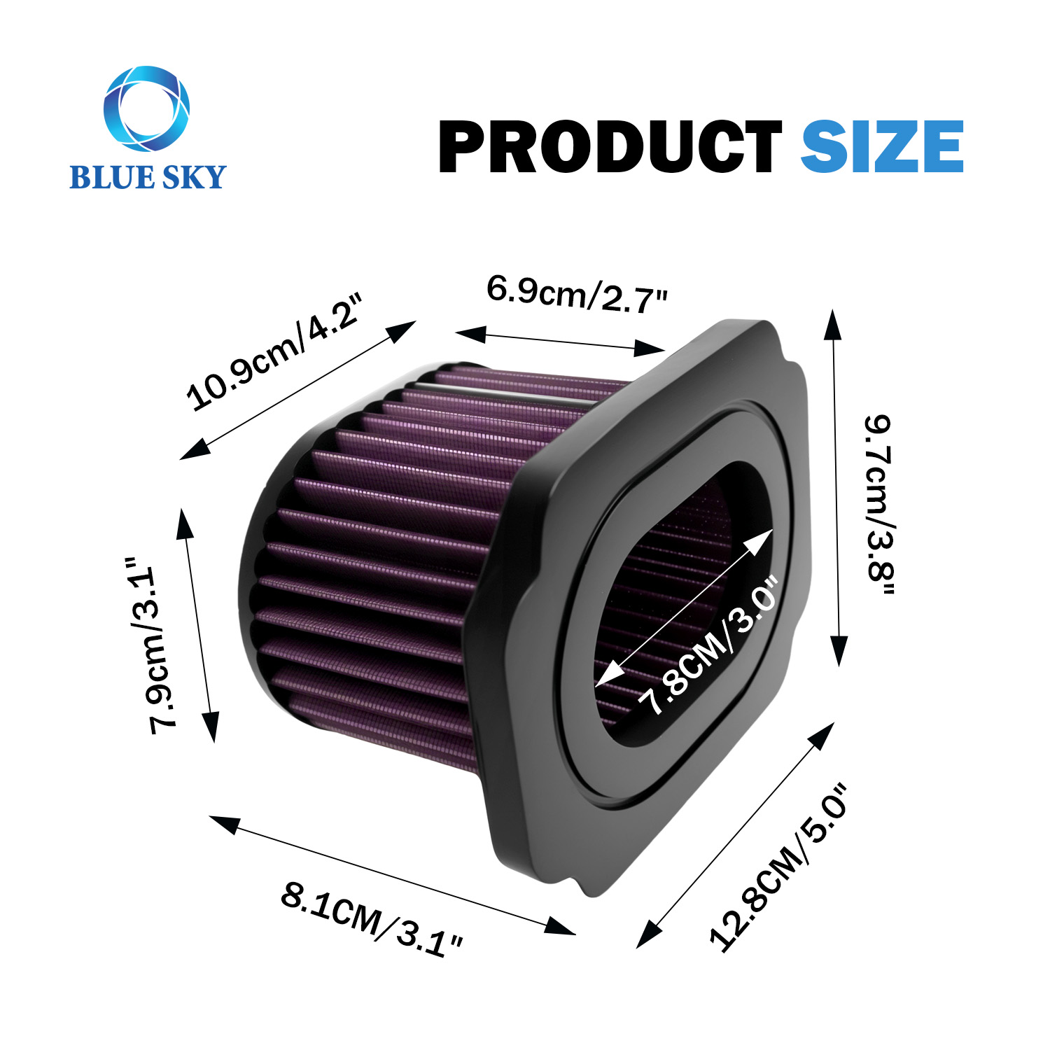 Size of 1WS-14450-00 Air Filter for Yamaha MT-07 MT07 2014-2023