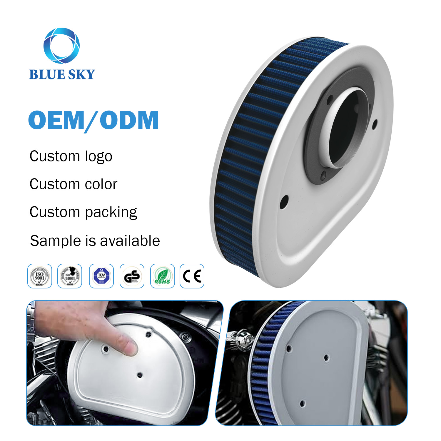 OEM ODM Customized Motorcycle Air Filter 29461-99 HD-1499 for Harley Davidson