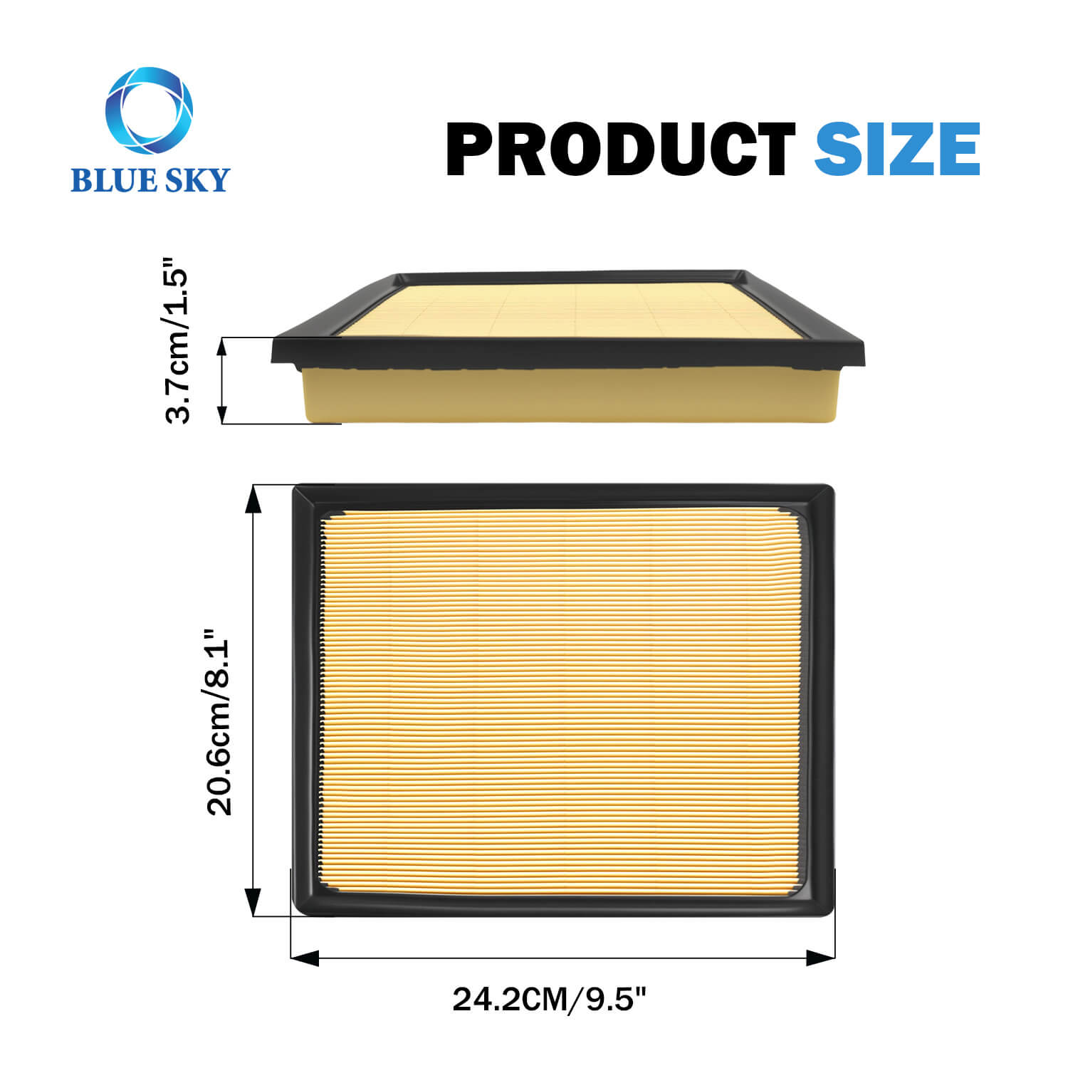 Size of Engine Air Filter 17801-F4010 for TOYOTA