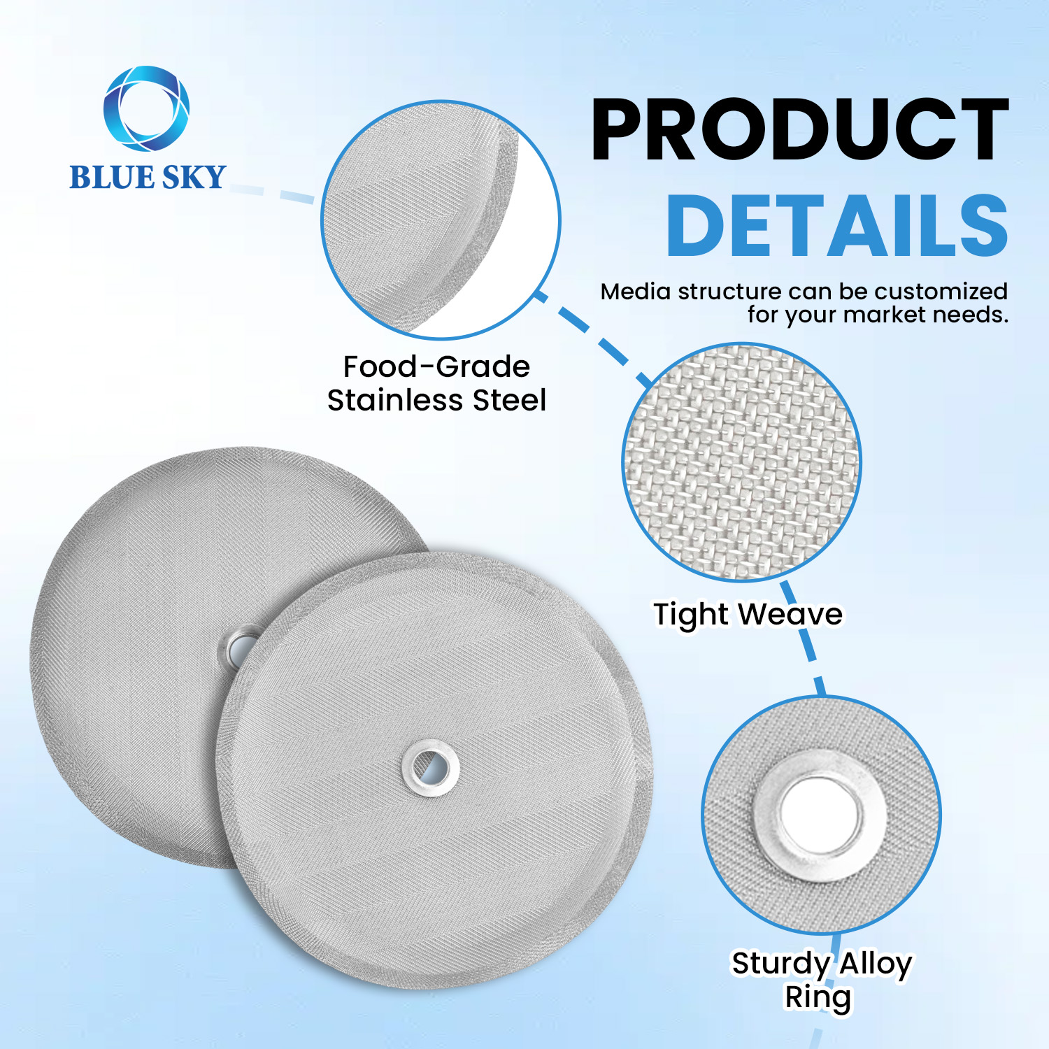 4 inch stainless steel French press replacement filter screen for 1000ml 34oz 8 cup coffee maker reusable coffee filter