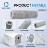 Robot vacuum accessory kit details showing main brush side brush HEPA filter mop pad and dust bag replacement parts