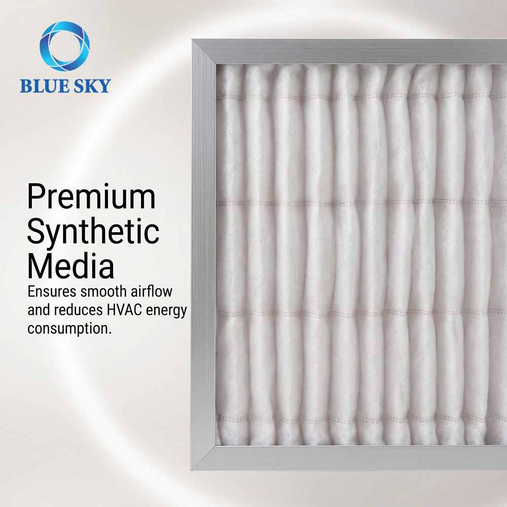 Pleated synthetic fiber HVAC panel filter helps capture dust lint fibers and common airborne particles in ventilation systems