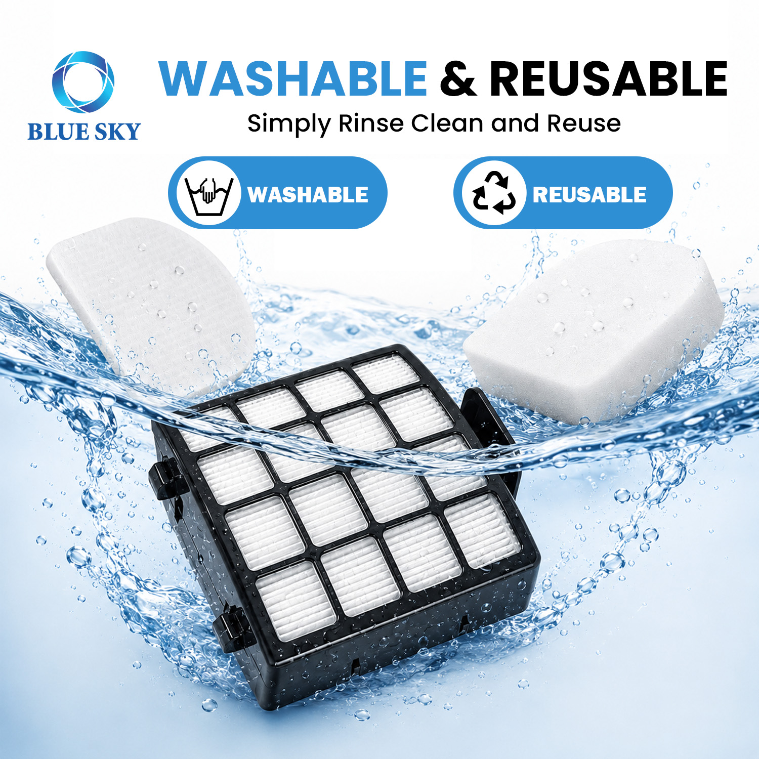 Three-piece H12 HEPA foam and felt filter kit compatible with Sharks PowerDetect AZ3900UK AZ3900UKT AZ3900UKTBK vacuums