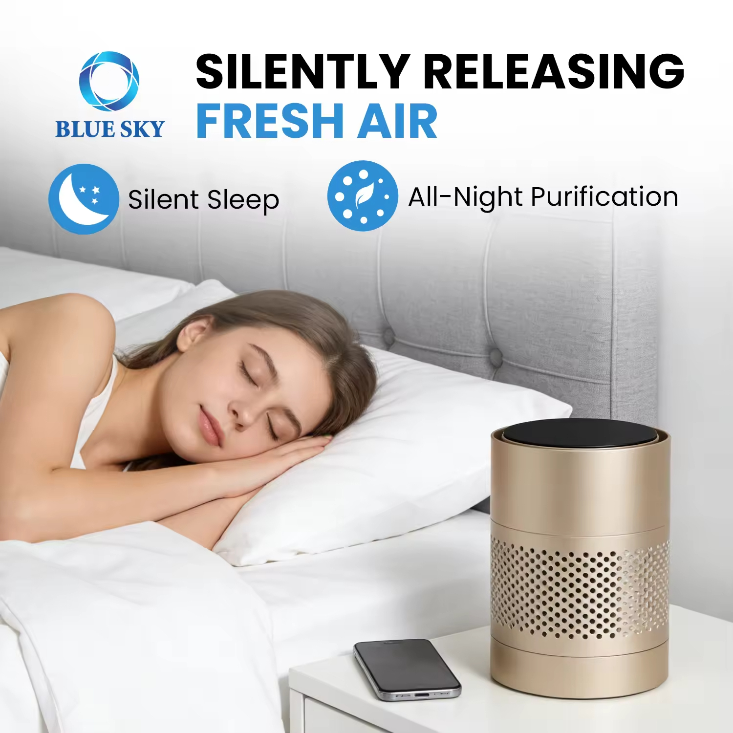 UV-C Air Purifier for Home and Office - HEPA Air Cleaner with Sterilization Function
