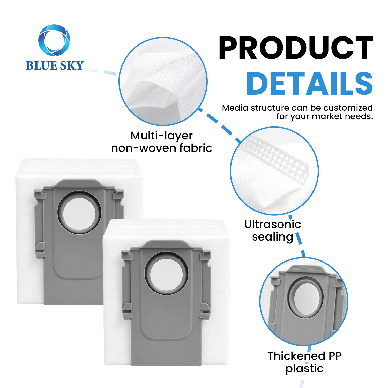Non-woven replacement dust bag compatible with Roborocks Qrevo QV35A S5V Saros 10R 20 S8 MaxV and QX Revo docks